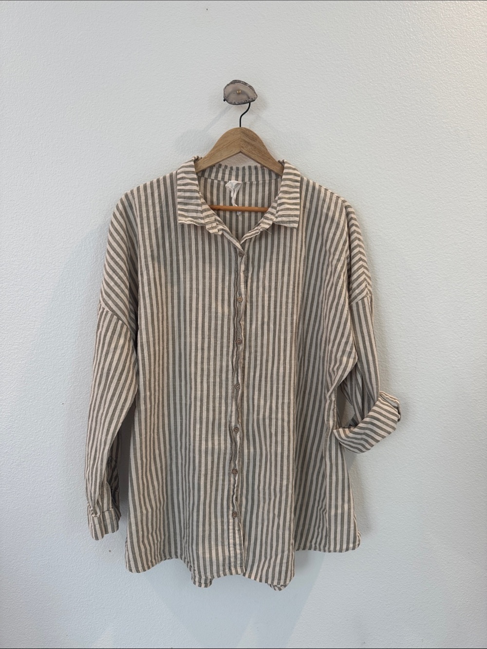 Cotton On Body, Women’s 100% Organic Cotton button down shirt, oversized striped